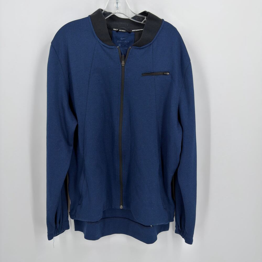 Nike Basketball Dri-Fit Full Zip Bomber Jacket Modern Mens Size XL Navy Blue